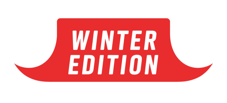 A vibrant red banner displays the text winter edition in white