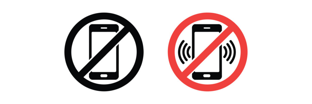 No mobile phones or wireless devices allowed shown in two variations