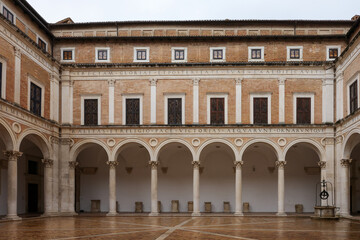 Obraz premium The arcaded courtyard of the Ducal Palace in Urbino, Italy