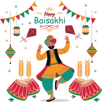 Happy baisakhi vector design