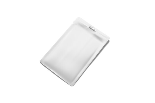 Blank White Face Mask Sachet Packet Mockup at Angle Isolated, 3D Illustration
