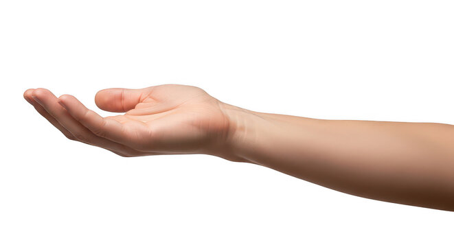 An open palm facing forward in a gentle, welcoming gesture isolated on transparent background png