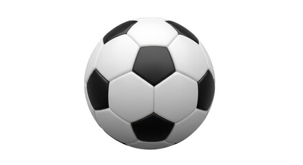 Fototapeta premium Classic black and white soccer ball with traditional pentagon and hexagon pattern isolated on transparent background png