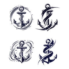 Vintage nautical anchor designs a collection of classic maritime symbols © Rasid