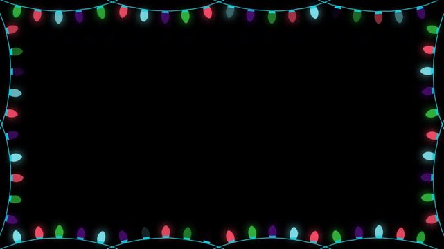 Flashing Light Bulb String Frame Animation with Alpha Channel for Holiday Parties