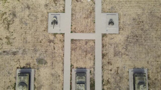 Russian tanks of battlefield in Belgorod oblast, a famous Prokhorovka - a location for the largest tank battle during the Kursk operation in WWII.
