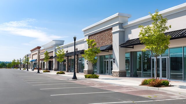Modern shopping center strip mall exterior
