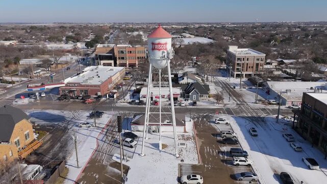 Water tower of Frisco is a city in Texas and part of the Dallas-Fort Worth metro area