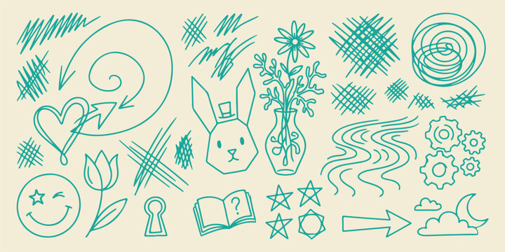 Rabbit Floral Sketches Green, Cute Bunny Garden Illustration, Whimsical Animal Nature Graphics, Spring Hare Flower Sketch Art, Aesthetic Woodland Animal Drawing, Petal and Rabbit Line Art, Enchanted G