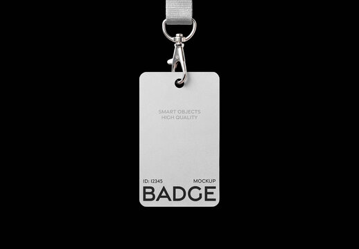 Hanging ID Badge Mockup with Lanyard