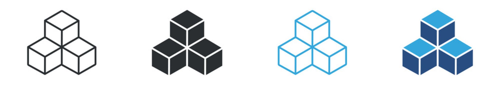 Cube Structure Icon Set, Data Blocks and System Architecture, Modular Technology Concept Icons
