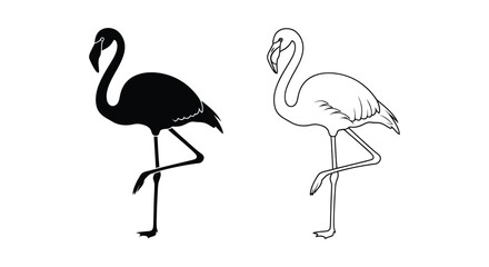 Obraz premium Black and White Flamingo Silhouette Art Design Vector