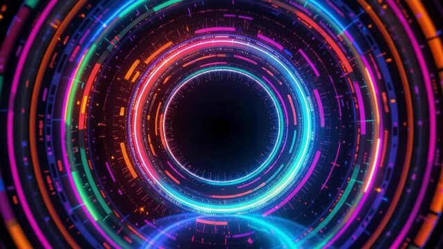 Vibrant Circular Design with Neon Colors Inspired by 80s and 90s Aesthetics