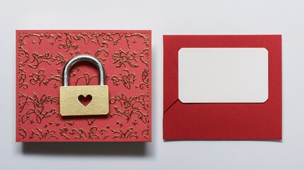 Valentine's Day Card featuring a love lock on the left side with an open space area on the right side for a love note