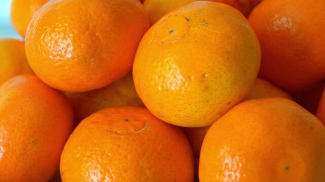 clementines fruits on presentation table at the market