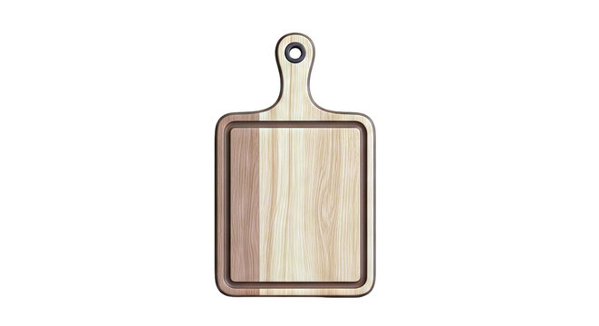 Rectangular wooden cutting board with handle and groove