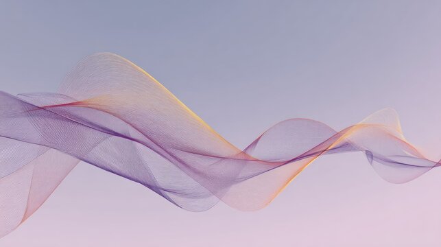 Ethereal flowing ribbons of color create a dynamic abstract wave pattern against a soft background