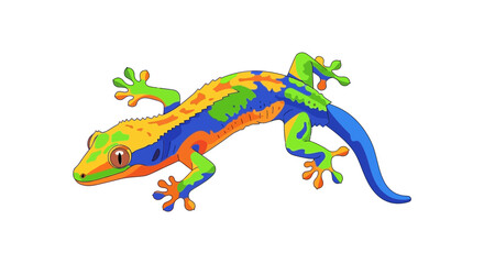 Obraz premium Colorful Gecko Lizard Reptile Illustration on White Background