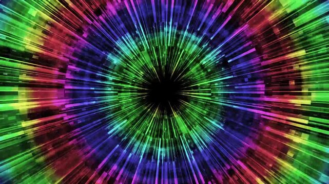 Futuristic colorful circular light rays abstract background animation for game and pachinko effects