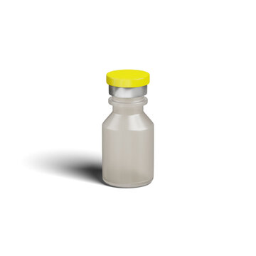 A blank plastic Vial of health liquid with a clean cap, isolated on a white background as a Medical container object