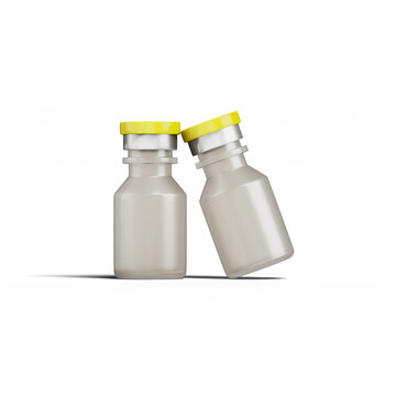 A blank plastic Vial of health liquid with a clean cap, isolated on a white background as a Medical container object
