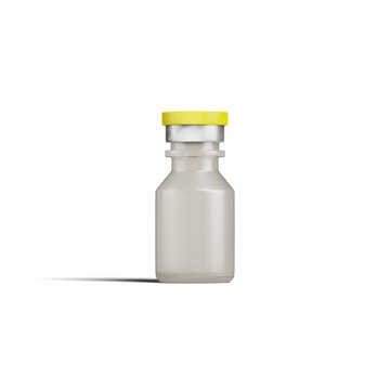 A blank plastic Vial of health liquid with a clean cap, isolated on a white background as a Medical container object