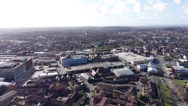 4K aerial video showing Birkenhead Dock Merseyside with industrial quay areas beside open water.