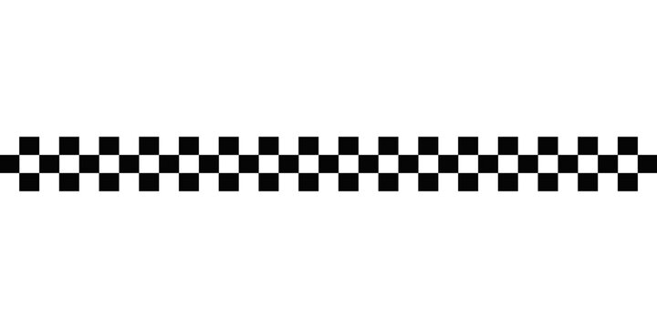Black and white checkered rectangular frame. Square racing checkerboard pattern. Chessboard geometric pattern. Rally checkerboard pattern. Finish racing frame. Vector illustration on white background
