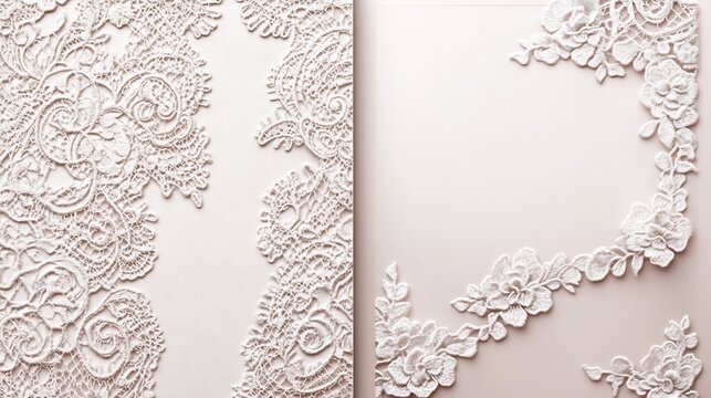 Wedding Card featuring a delicate lace design on the left side with an open space area on the right side for a wedding wish