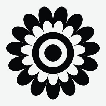 Symmetrical Black and White Mandala Ornament on White Background 5.eps