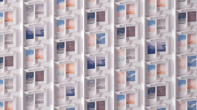 Window Sky Scenes Seamless Pattern Background