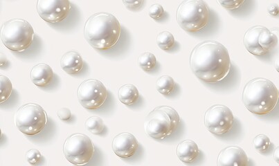 Fototapeta premium A repeating, eye-level macro pattern of lustrous, white spheres with light-reflecting highlights and shadows