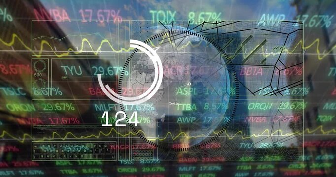 Animation of digital interface with scope scanning over football players