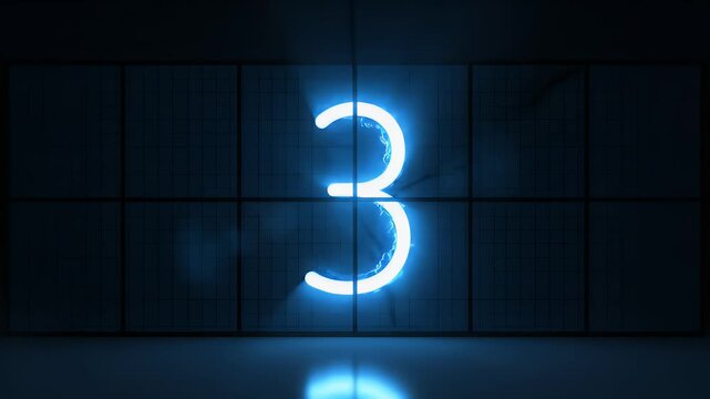 A glowing neon number nine is prominently displayed against a grid-like background, creating a futuristic and abstract visual.