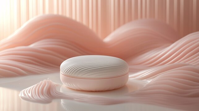 Round container on a pink background