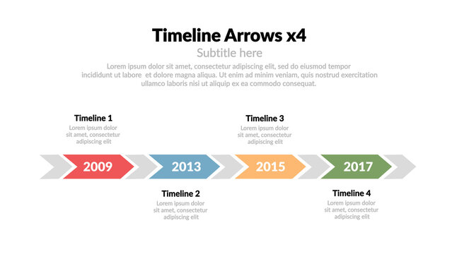 Timeline Arrows x4 &ndash; Animated Timeline Presentation, Step by Step History and Process Visualization, Modern Business Infographic for Corporate and Marketing Use