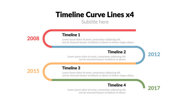 Timeline Curve Lines x4 &ndash; Animated Timeline Presentation, Step by Step History and Process Visualization, Modern Business Infographic for Corporate and Marketing Use