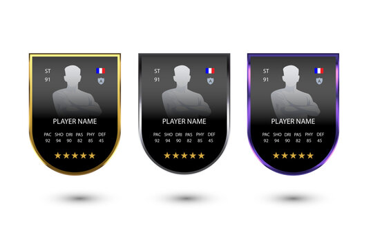 Football Player Card Template Set with Stats &ndash; Striker, Goalkeeper and Midfielder