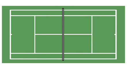 Aerial view of a green tennis court with white lines and a net © SHYFUL_STUDIO