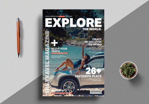Creative Travel Magazine Cover with Adventure Lifestyle