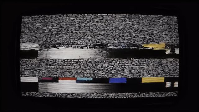 A vintage television screen displays static, evoking a sense of lost connection and analog nostalgia.