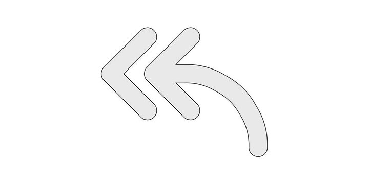 Arrow bend double up left icon animation for fast reply overlays, double curved upward left motion graphic, white and green screen chroma key, reply all response animated element, messaging design
