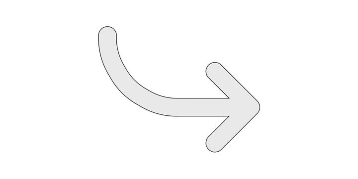 Arrow bend down right icon animation for redirect flow videos, curved downward right path motion graphic, white and green screen overlay, route direction turn animated element, branch navigate design