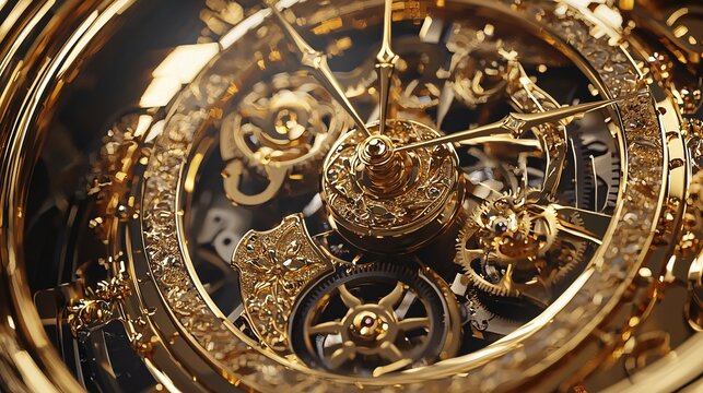 Interior structure of luxury gold mechanical watch
