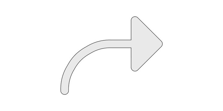 Arrow bend up right icon animation for share forward content, curved upward right path motion graphic, white and green screen overlay, send export redirect animated element, launch dispatch design