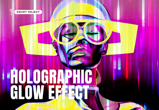 Futuristic Holographic Neon Glow Photo Effect Template