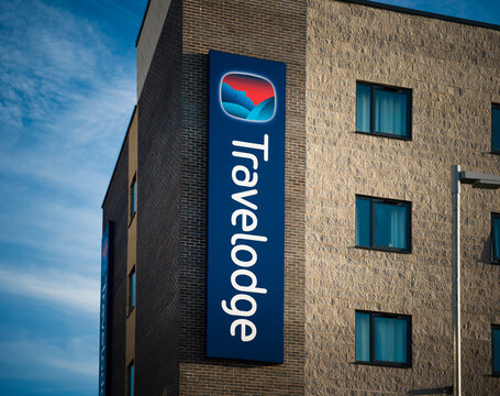 Skegness, Lincolnshire, United Kingdon, 18th March 2026, Travelodge branding at Skegness Travelodge