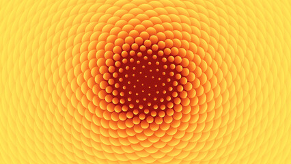Abstract Golden Spiral Pattern with Vibrant Yellow and Orange Spheres © Suraj Das