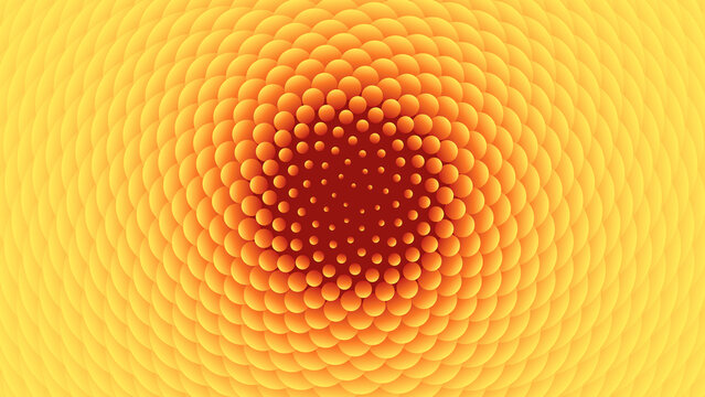 Abstract Golden Spiral Pattern with Vibrant Yellow and Orange Spheres
