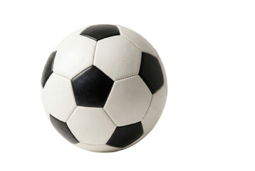 Fototapeta premium Classic black and white soccer ball, traditional football equipment, athletic sports gear, game day essential isolated PNG with Transparent Background
